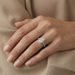 Anel Solitário Moissanite 925 Oval Cravejado, 1ct 2ct 3ct, Prata 925 com Ródio Branco, Moissanite Cor D VVS1 Certificada