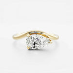 Anel Solitário Moissanite Gota 3ct (7x11mm) em Prata 925 com Banho de Ouro 18k e Moissanite Cor D VVS1 Certificada