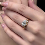 Anel Solitário Moissanite Gota 3ct (7x11mm) em Prata 925 com Banho de Ouro 18k e Moissanite Cor D VVS1 Certificada