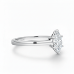 Anel Solitário de Moissanite Marquise Navette, 0,5ct (4×8mm), Prata 925 com Ródio, Moissanite Cor D VVS1 Certificada - Monlí