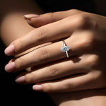 Anel Solitário Moissanite Marquise Navette 0,5ct em Prata 925 com Ródio e Moissanite Cor D VVS1 Certificada