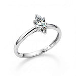 Anel Solitário Moissanite Marquise Navette 0,5ct em Prata 925 com Ródio e Moissanite Cor D VVS1 Certificada