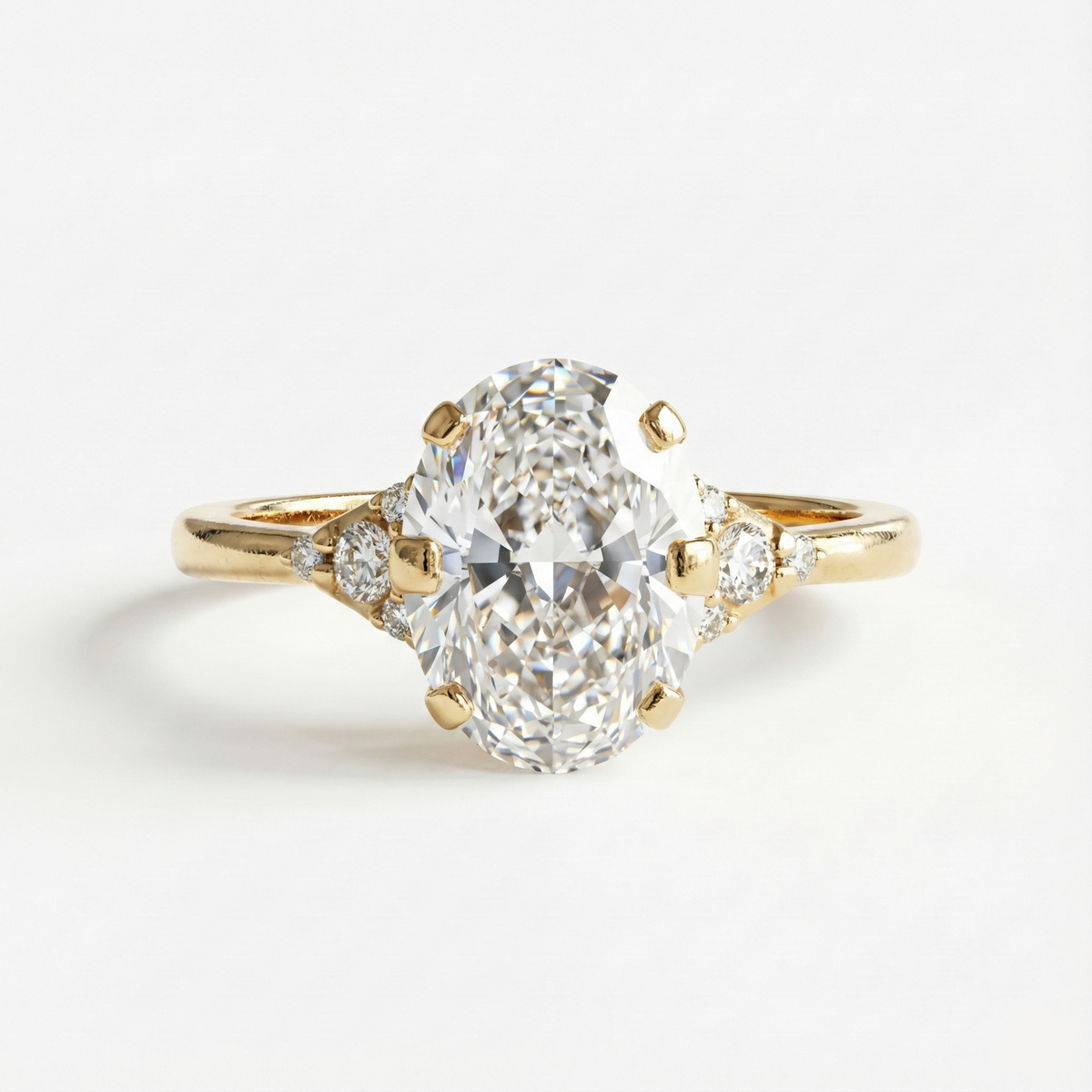 Anel Solitário Oval 1ct 2ct 3ct Moissanite Prata 925 Banhado a Ouro 18K Anel de Noivado Luxo