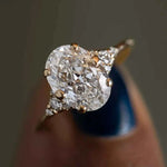 Anel Solitário Oval 1ct 2ct 3ct Moissanite Prata 925 Banhado a Ouro 18K Anel de Noivado Luxo