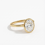 Anel Solitário Oval Minimalista Bezel 1ct 2ct Moissanite Prata 925 Banhado a Ouro 18K Anel de Noivado Luxo