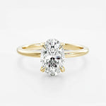 Anel Solitário Oval de Moissanite 1 a 3ct em Prata 925 com Banho de Ouro 18K, Moissanite Cor D VVS1 Certificada — Monlí