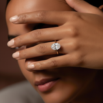 Anel Solitário Oval de Moissanite 1 a 3ct em Prata 925 com Banho de Ouro 18K, Moissanite Cor D VVS1 Certificada — Monlí