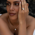 Anel Solitário Oval de Moissanite 1 a 3ct em Prata 925 com Banho de Ouro 18K, Moissanite Cor D VVS1 Certificada — Monlí