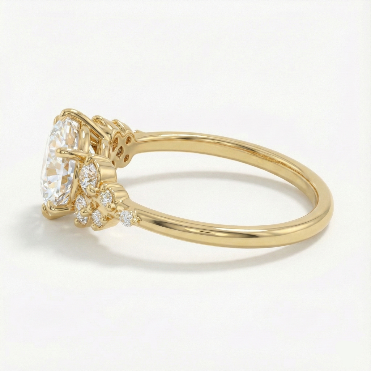 Anel Solitário Redondo 1ct 2ct 3ct Moissanite Prata 925 Banhado a Ouro 18K Anel de Noivado Luxo