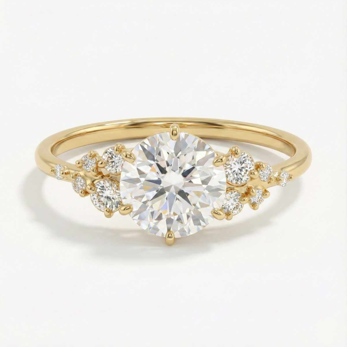 Anel Solitário Redondo 1ct 2ct 3ct Moissanite Prata 925 Banhado a Ouro 18K Anel de Noivado Luxo