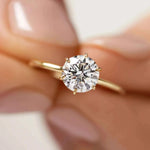 Anel Solitário Redondo 1ct 2ct 3ct Moissanite Prata 925 Banhado a Ouro 18K Anel de Noivado Luxo