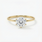 Anel Solitário Redondo 0.3 CT Moissanite Prata 925 Banhado a Ouro 18K Anel de Noivado Luxo