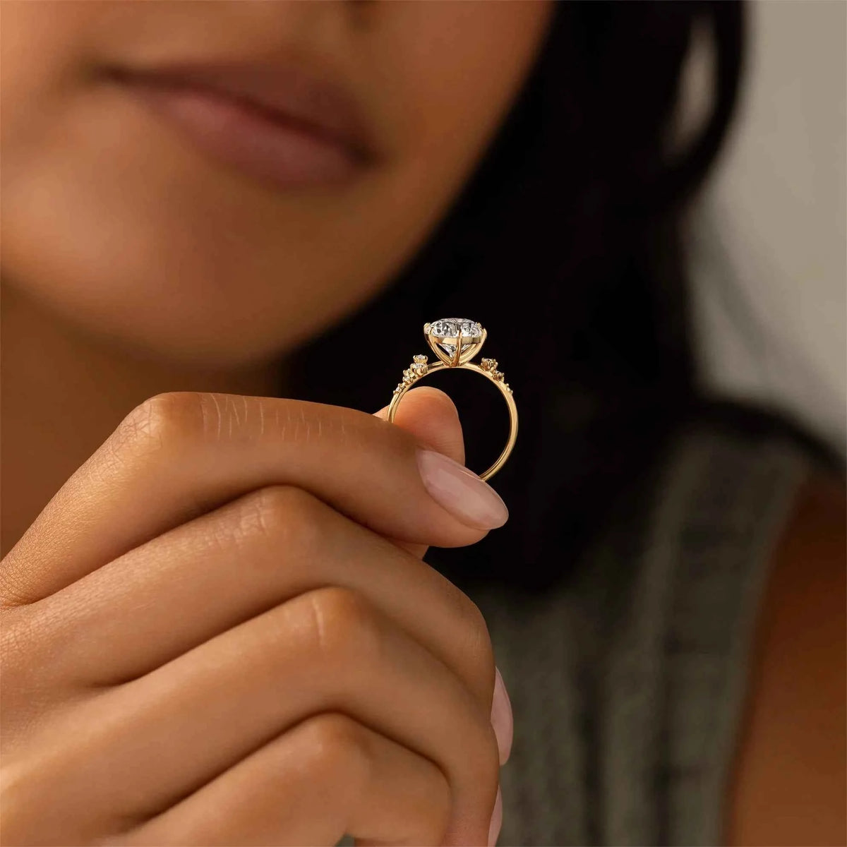 Anel Solitário Redondo 1ct 2ct 3ct Moissanite Prata 925 Banhado a Ouro 18K Anel de Noivado Luxo