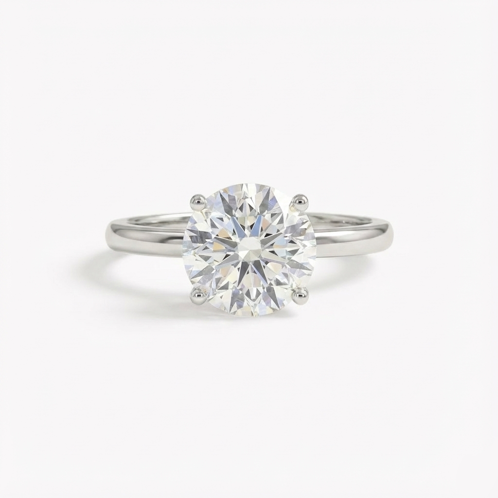 Anel Solitário Redondo Brilhante Clássico 0.5–4ct em Moissanite Cor D VVS1 Certificada em Prata 925 — Monlí