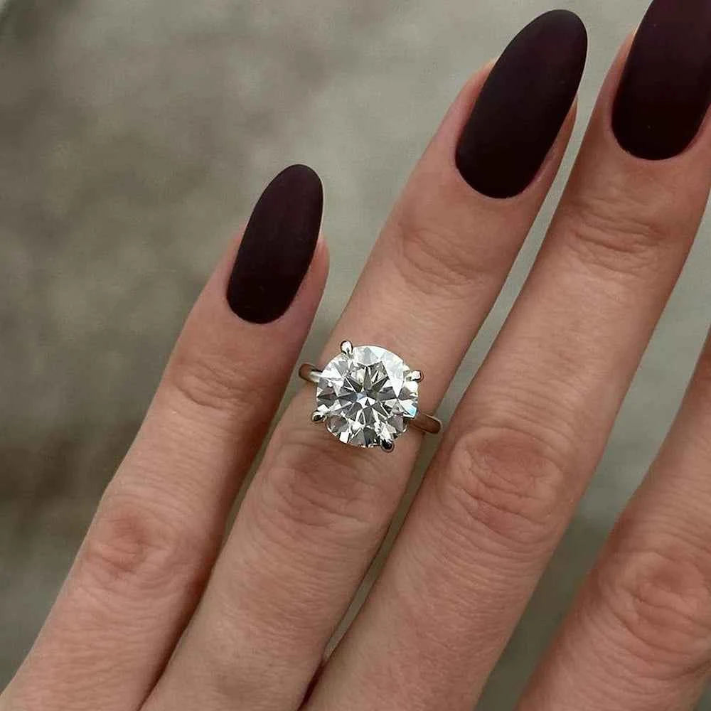 Anel Solitário Redondo Brilhante Clássico 0.5–4ct em Moissanite Cor D VVS1 Certificada em Prata 925 — Monlí