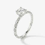 Anel Solitário de Moissanite 1ct Prata 925 com Design Torcido e Moissanite Cor D VVS1 Certificada