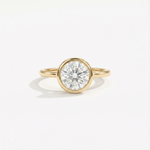 Anel Solitário de Moissanite 3ct em Prata 925 com Cravação Bezel, Moissanite Cor D VVS1 Certificada — Monlí