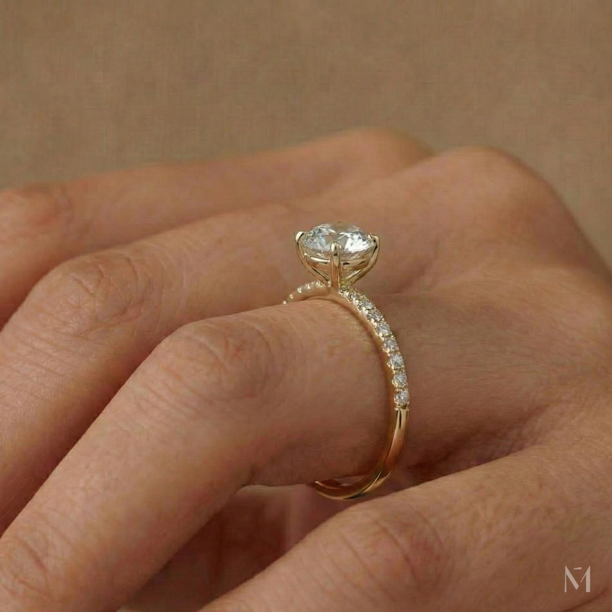 Anel Solitário de Moissanite Brilhante 1ct 2ct em Prata 925 com Banho de Ouro 18k, Moissanite Cor D VVS1 Certificada