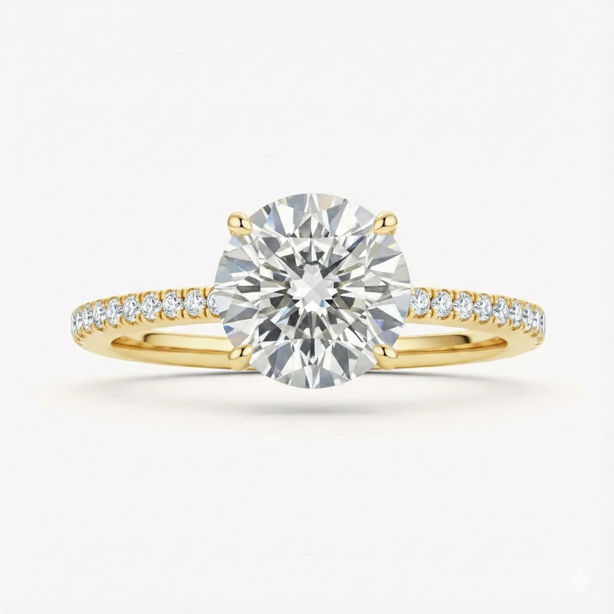 Anel Solitário de Moissanite Brilhante 2ct (8mm) com Halo Oculto em Prata 925, Cravação Clássica, Moissanite Cor D VVS1 Certificada