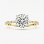 Anel Solitário de Moissanite Brilhante 2ct (8mm) com Halo Oculto em Prata 925, Cravação Clássica, Moissanite Cor D VVS1 Certificada