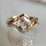 Anel Solitário de Moissanite Corte Asscher 1 Quilate em Prata 925 com Cravação Meia Moldura, Moissanite Cor D VVS1 Certificada — Monlí
