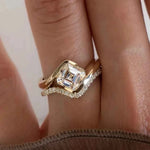Anel Solitário de Moissanite Corte Asscher 1 Quilate em Prata 925 com Cravação Meia Moldura, Moissanite Cor D VVS1 Certificada — Monlí