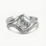 Anel Solitário de Moissanite Corte Asscher 1 Quilate em Prata 925 com Cravação Meia Moldura, Moissanite Cor D VVS1 Certificada — Monlí