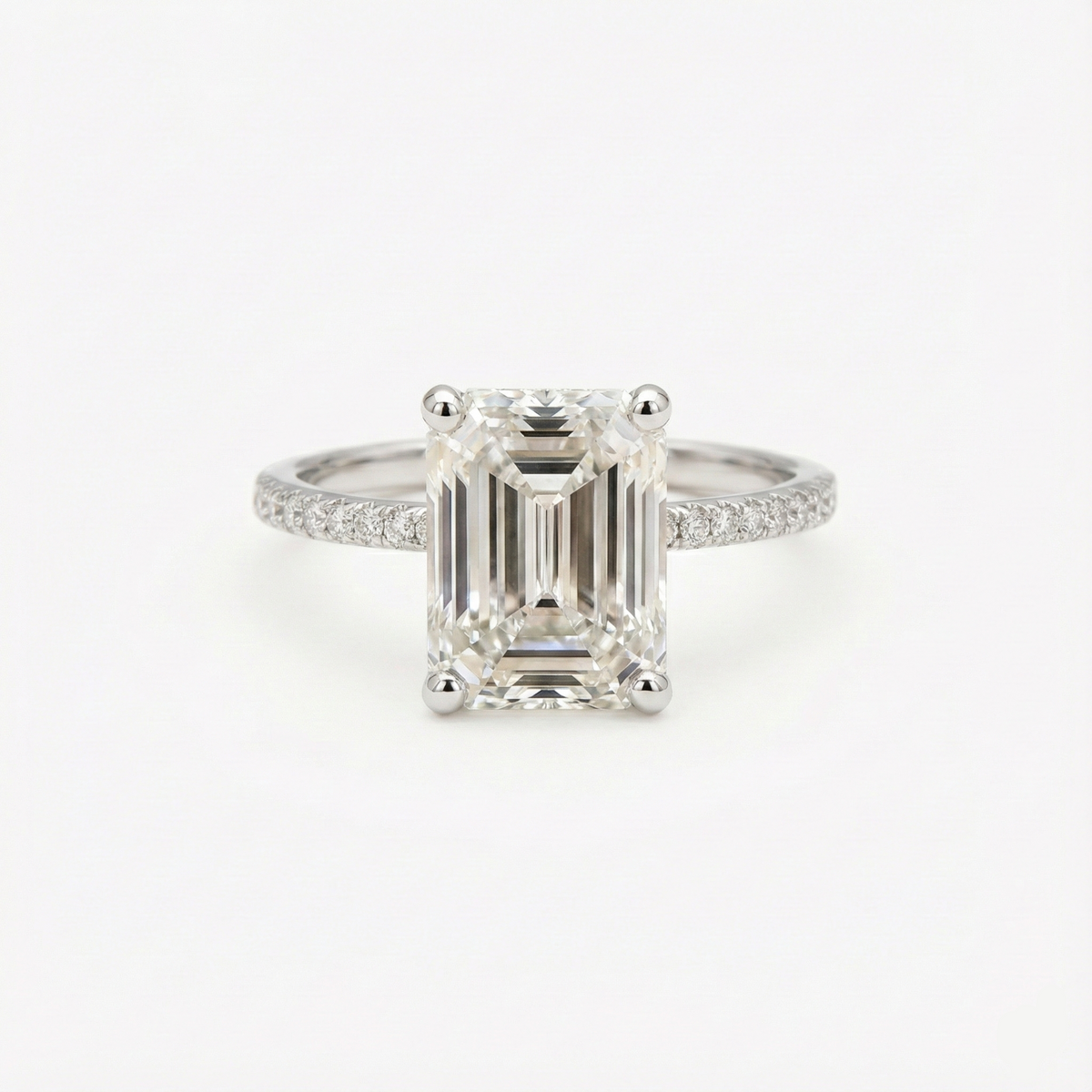 Anel Solitário de Moissanite Emerald Cut 1 a 4ct em Prata 925, Moissanite Cor D VVS1 Certificada — Monlí