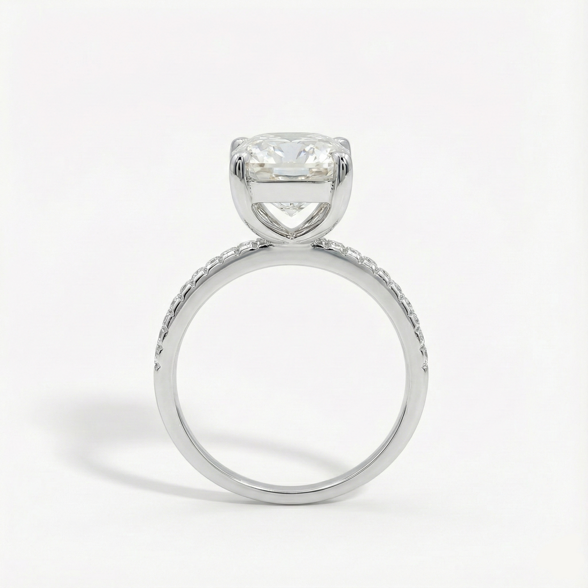 Anel Solitário de Moissanite Emerald Cut 1 a 4ct em Prata 925, Moissanite Cor D VVS1 Certificada — Monlí