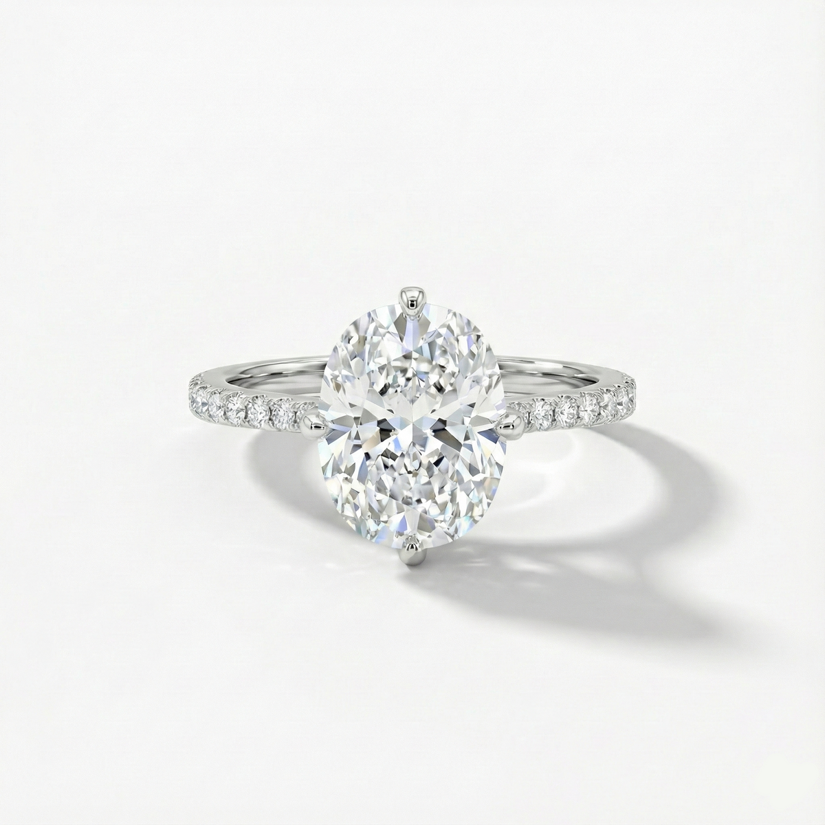 Anel Solitário de Moissanite Flor de Gelo 4ct em Prata 925, Moissanite Cor D VVS1 Certificada — Monlí