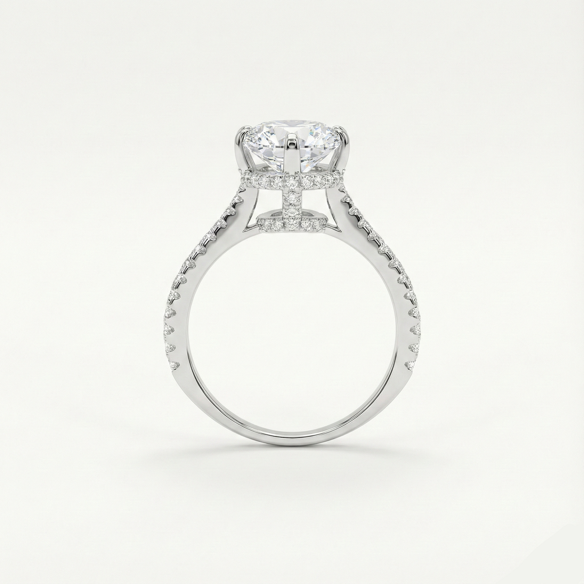 Anel Solitário de Moissanite Flor de Gelo 4ct em Prata 925, Moissanite Cor D VVS1 Certificada — Monlí