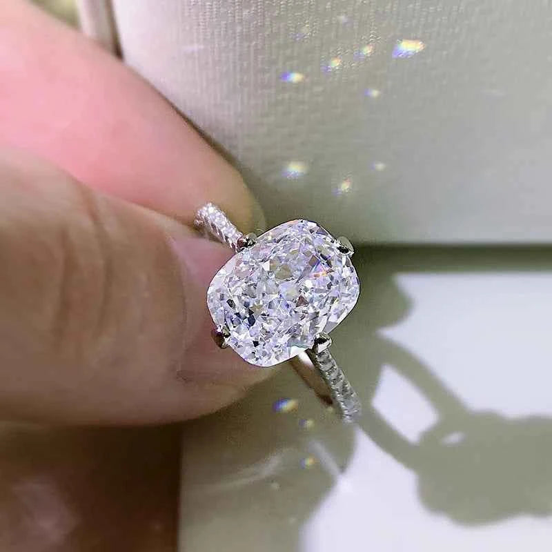 Anel Solitário de Moissanite Flor de Gelo 6ct em Prata 925, Moissanite Cor D VVS1 Certificada — Monlí