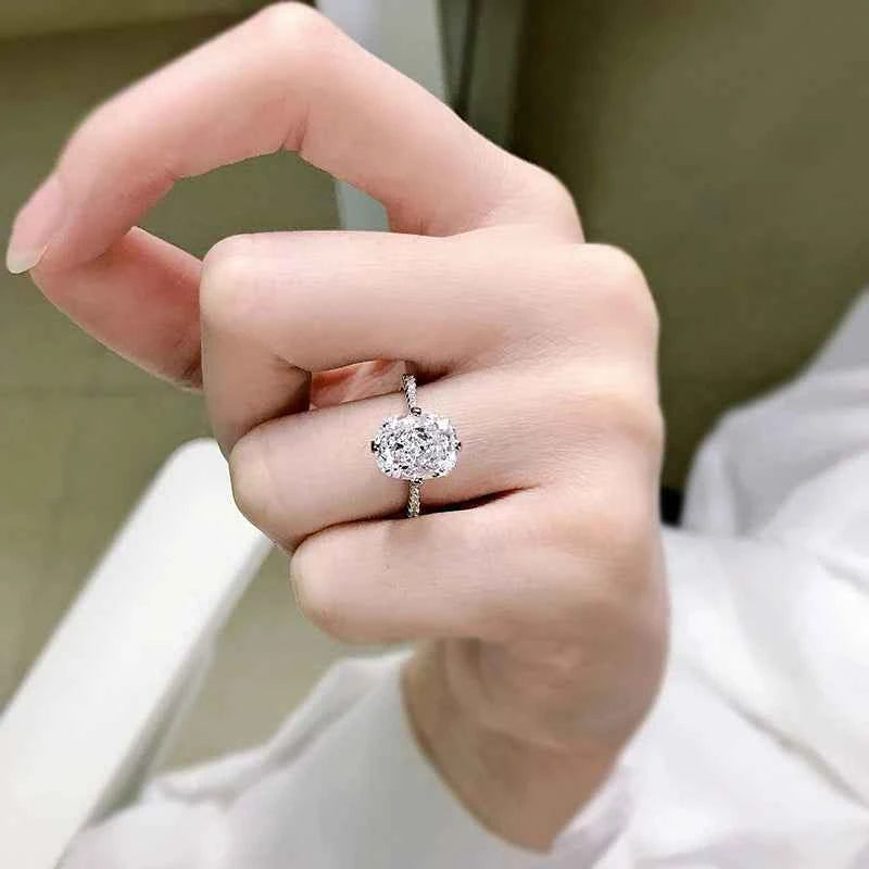 Anel Solitário de Moissanite Flor de Gelo 6ct em Prata 925, Moissanite Cor D VVS1 Certificada — Monlí