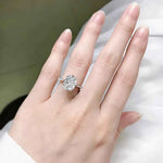 Anel Solitário de Moissanite Flor de Gelo 6ct em Prata 925, Moissanite Cor D VVS1 Certificada — Monlí