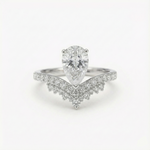 Anel Solitário de Moissanite Gota 1.5ct em Prata 925, Design Coroa, Moissanite Cor D VVS1 Certificada — Monlí