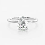 Anel Solitário de Moissanite Gota 1 a 4ct em Prata 925, Moissanite Cor D VVS1 Certificada — Monlí