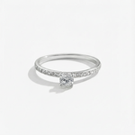Anel Solitário de Moissanite Lapidação Brilhante 0.3 quilates em Prata 925 - Moissanite Cor D VVS1 Certificada