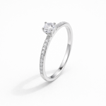 Anel Solitário de Moissanite Lapidação Brilhante 0.3 quilates em Prata 925 - Moissanite Cor D VVS1 Certificada