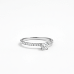 Anel Solitário de Moissanite Lapidação Brilhante 0.3 quilates em Prata 925 - Moissanite Cor D VVS1 Certificada