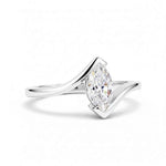 Anel Solitário de Moissanite Marquise Navette 1ct em Prata 925 Banhada a Ouro 18k, Design Clássico e Elegante, Moissanite Cor D VVS1 Certificada