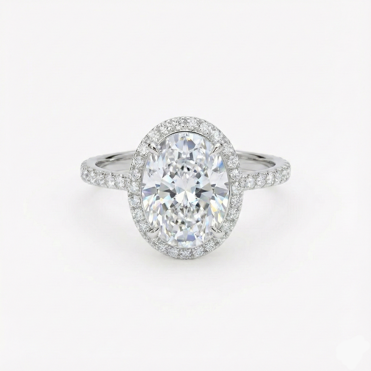 Anel Solitário de Moissanite Oval 3ct ou 5ct em Prata 925 com Banho de Ouro 18k, Moissanite Cor D VVS1 Certificada — Monlí