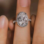 Anel de Moissanite Oval 3ct ou 5ct em Prata 925 com Banho de Ouro 18k, Moissanite Cor D VVS1 Certificada — Monlí