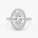 Anel Solitário de Moissanite Oval 8ct com Halo em Prata 925 Banhada a Ouro 18k, Moissanite Cor D VVS1 Certificada — Monlí