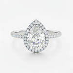 Anel Solitário de Moissanite Oval com Halo 2ct (7x10mm) em Prata 925, Moissanite Cor D VVS1 Certificada — Monlí