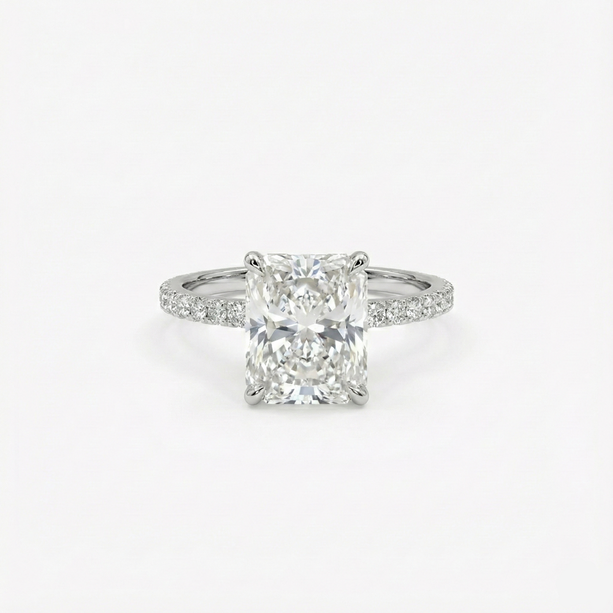 Anel Solitário de Moissanite Radiant Cut 1ct, 2ct, 3ct ou 4ct em Prata 925, Moissanite Cor D VVS1 Certificada — Monlí