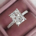 Anel Solitário de Moissanite Radiant Cut 1ct, 2ct, 3ct ou 4ct em Prata 925, Moissanite Cor D VVS1 Certificada — Monlí