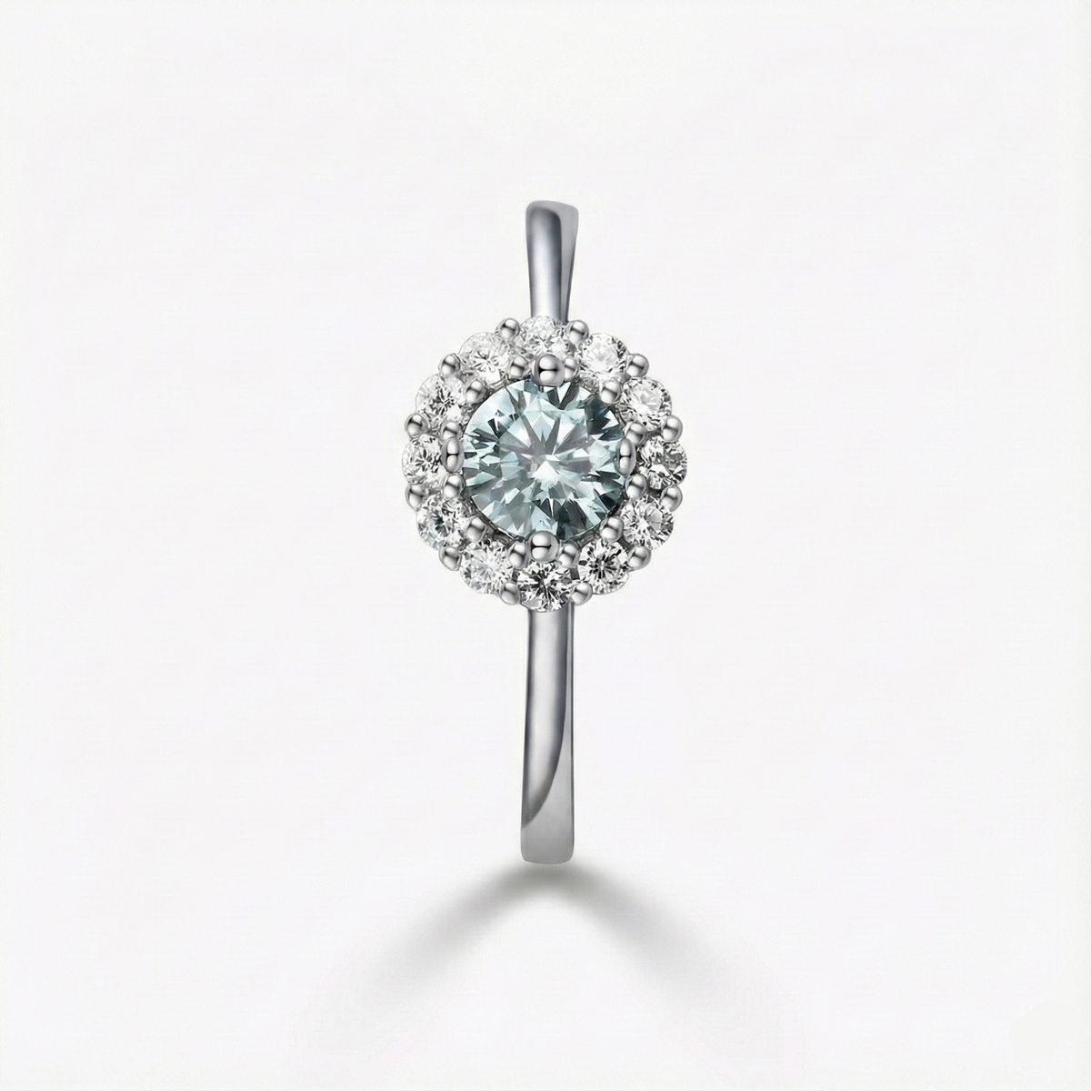 Anel Solitário de Moissanite Verde com Halo em Prata 925, Lapidação Brilhante e Certificado VVS1