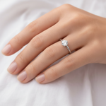 Anel Solitário de Noivado Moissanite Brilhante 0.5ct a 5ct em Prata 925 Esterlina Banhado a Ouro, Cor D VVS1