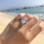 Anel de Moissanite 8ct em Prata 925 com Ródio - Moissanite Cor D VVS1 Certificada (14x10mm)