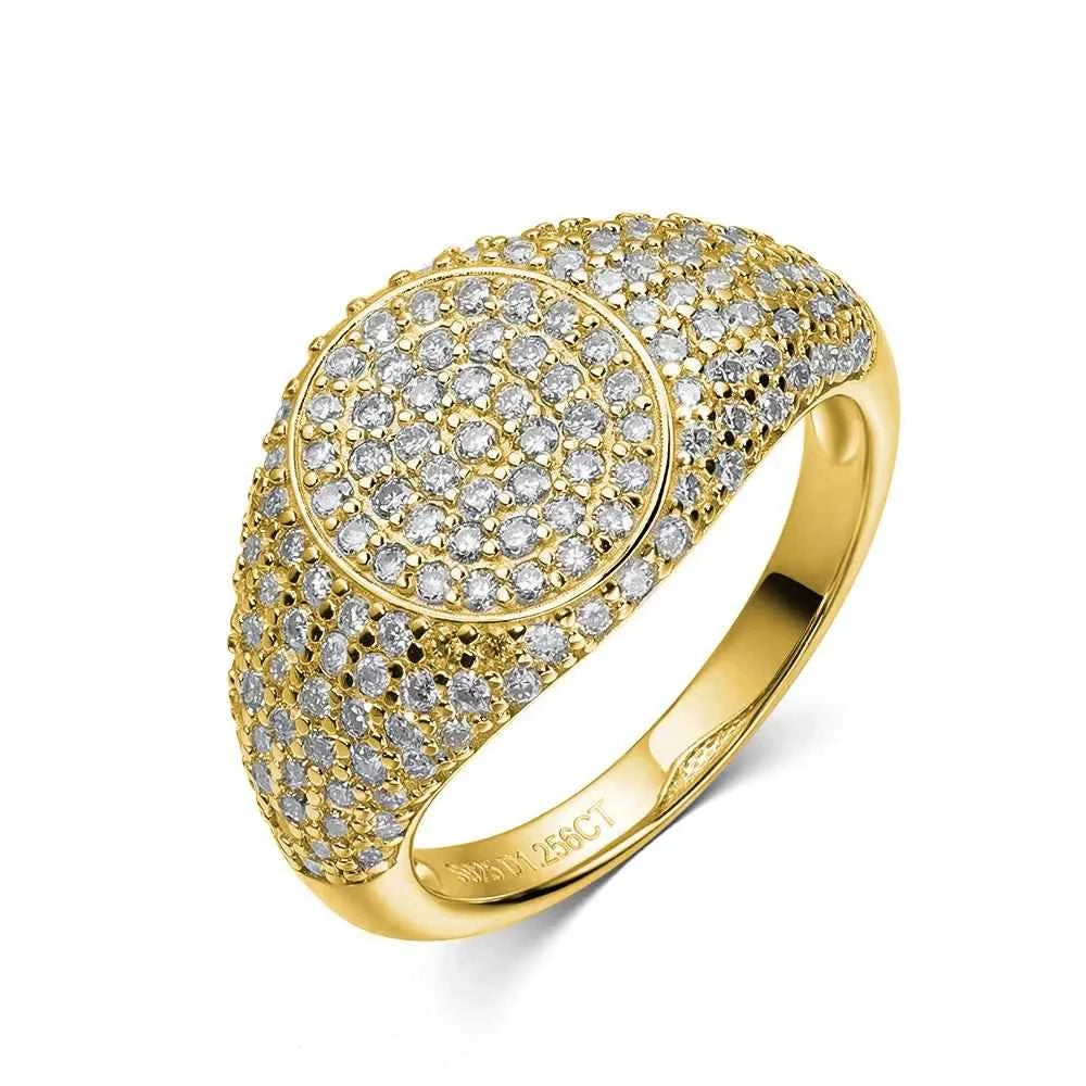 Anel de Moissanite Brilhante 1.2mm em Prata 925 com Banho de Ouro 18k e Moissanite Cor D VVS1 Certificada